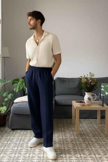 Royal Blue Stitch Trousers in Dark Blue for Stylish Comfort